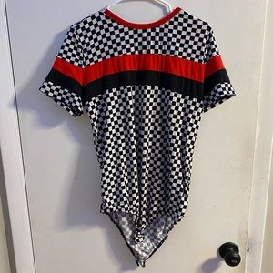checkered bodysuit